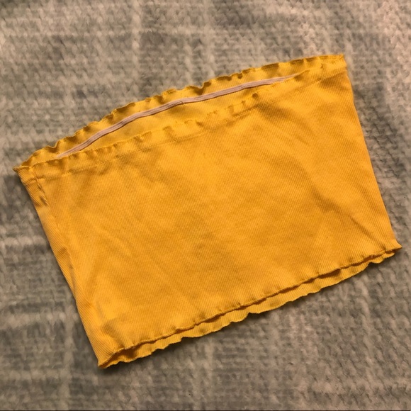 SHEIN lettuce trim rib-knit bandeau top - Picture 2 of 3